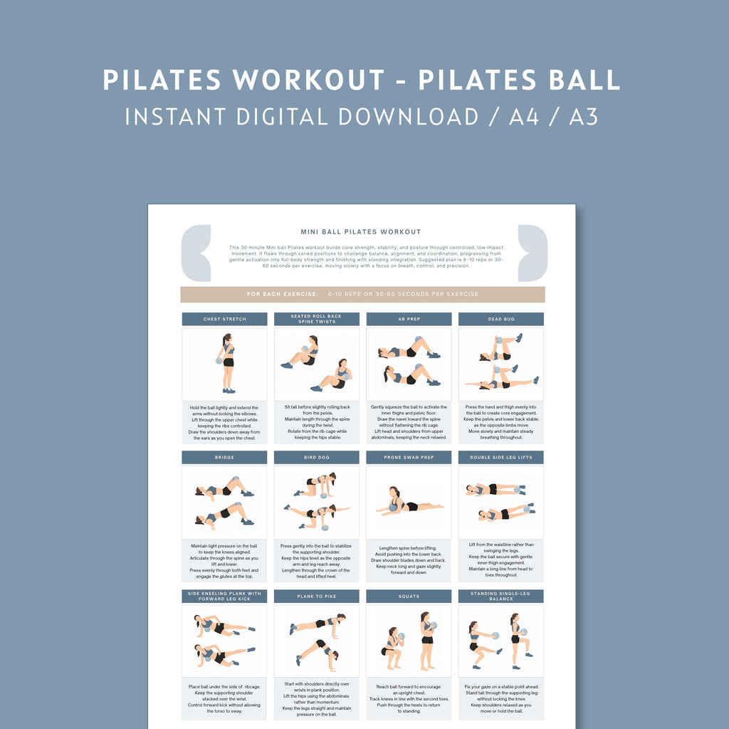 Mini Ball Pilates Workout Printable PDF