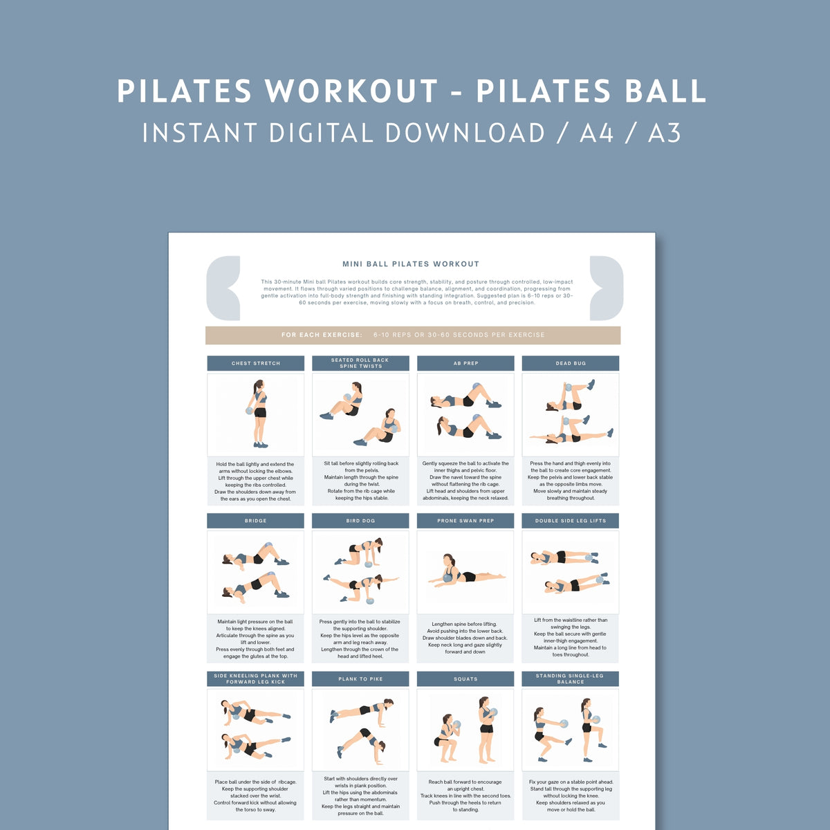 Mini Ball Pilates Workout Printable PDF