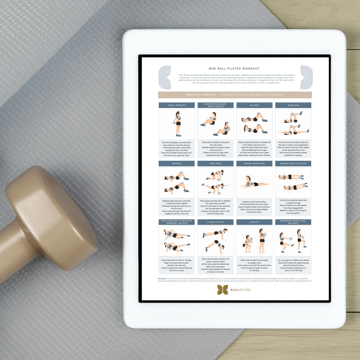 Mini Ball Pilates Workout Printable PDF