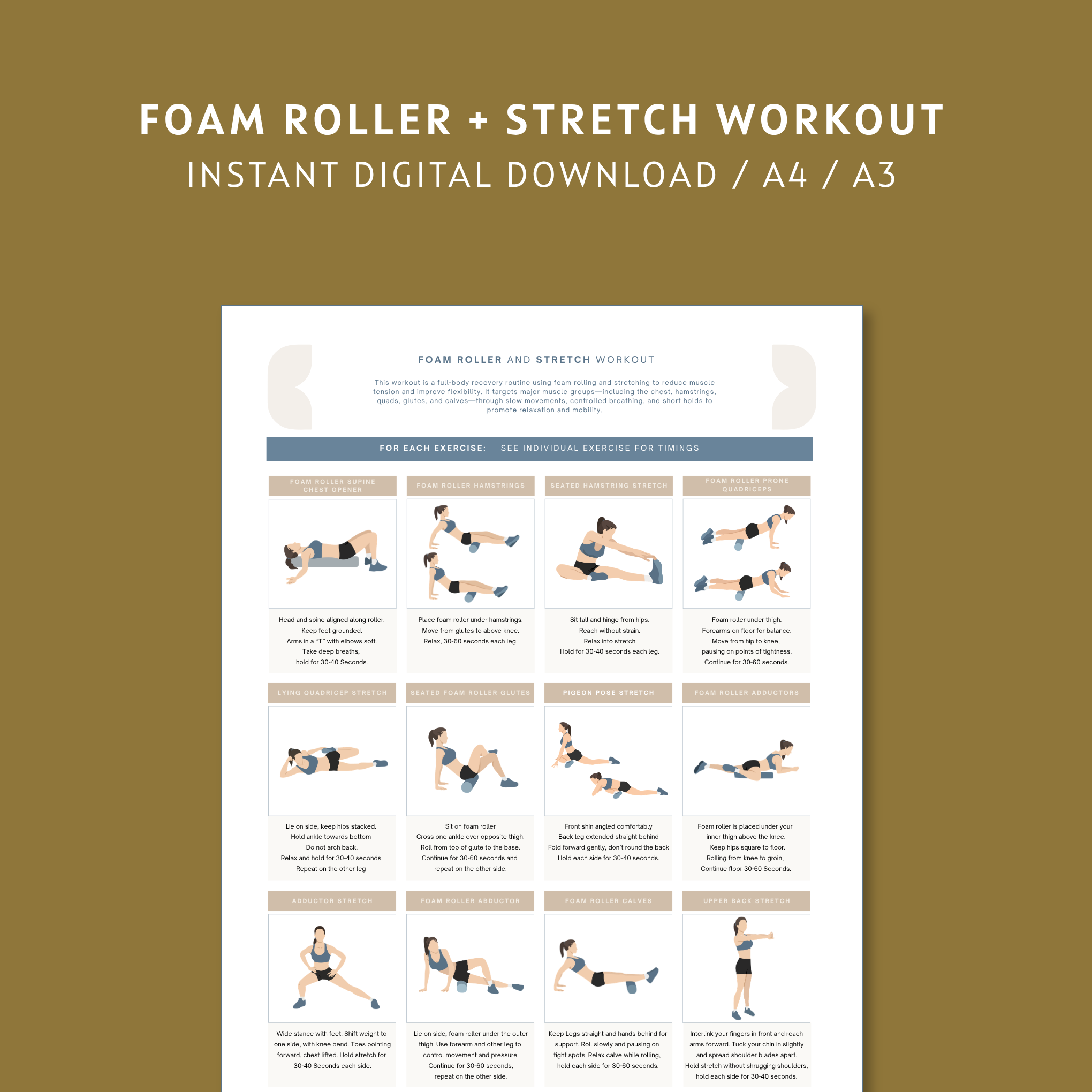 Foam Roller & Stretch Workout Printable PDF